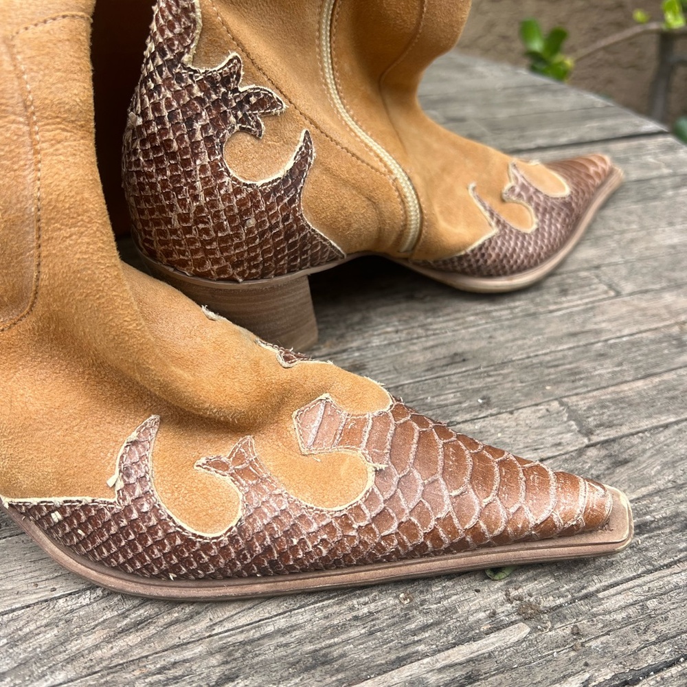 Made in Italy Tan and Brown Western Style Women's Boots